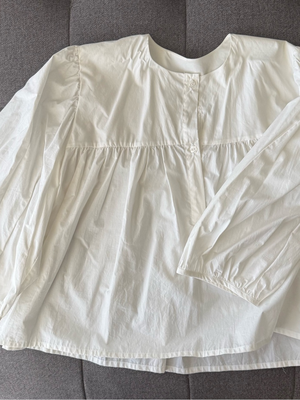 A BRONZE AGE White Posey Cotton Poplin Blouse Balloon Sleeve Size Medium NWT - Picture 3 of 5